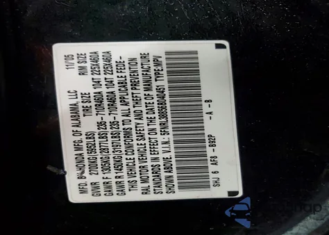 2006 Honda Odyssey Touring z USA, uszkodzony, nr VIN 5FNRL38856B040451